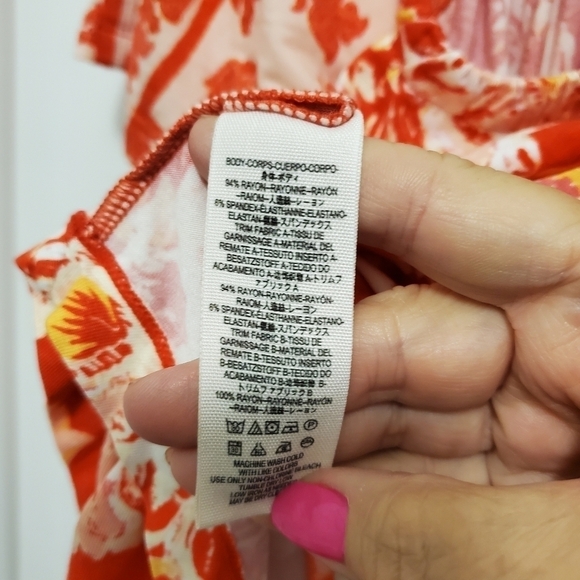 NWT Free People Strawberry Combo Baja Babe Cold Shoulder Top Size XS Ret. $78 - Picture 12 of 13